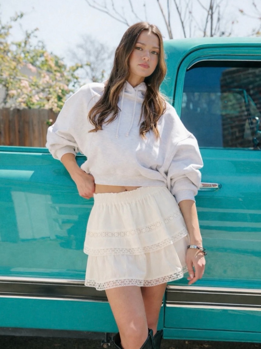 White Tiered Lace Mini Skirt - Women's Summer Skirt
